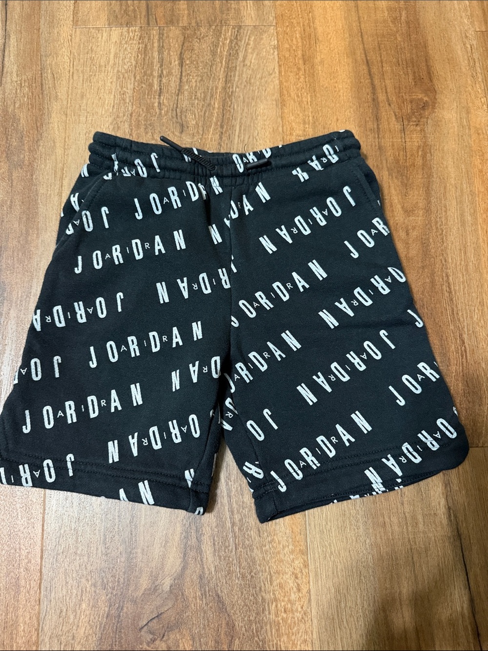 Jordan Black Shorts with White All-Over Logo Print